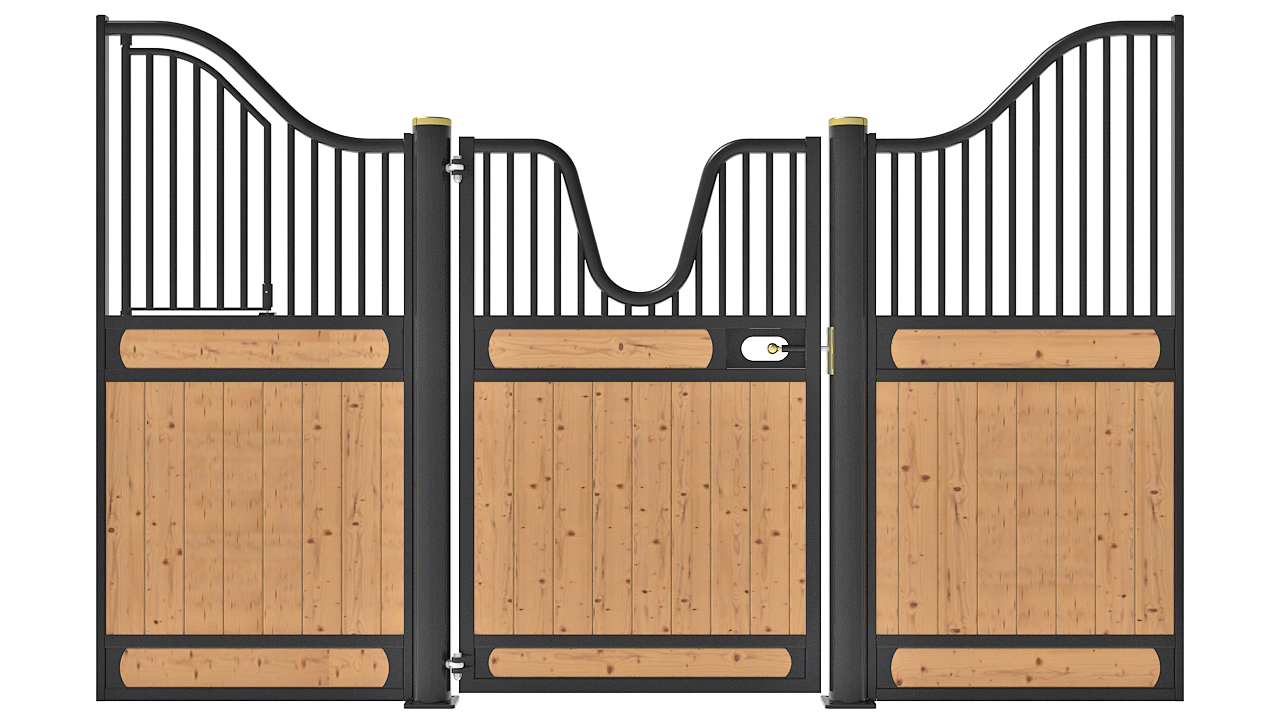 Stall with a hinged door