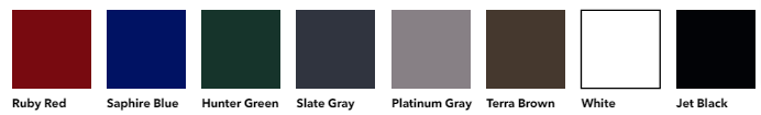 Examples of colors used in powder coating